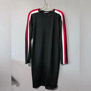 Zara Trafaluc Women's Long Sleeve Dress Striped Sz Med Black/Red/White EUC.